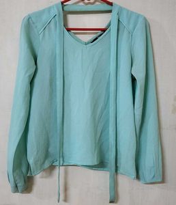 Cute Mint Green Tie-Front Top