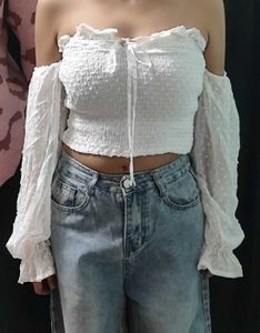 Off-Shoulder Ruffle Crop Top