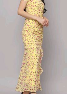 Floral Ruffle Slit Maxi Dress