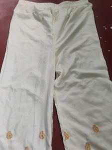 Embroidered White Palazzos