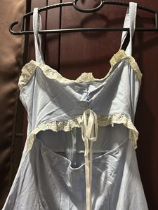 Blue Lace Trim Slip Dress