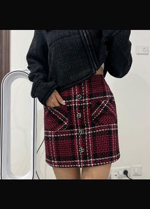 Mini Skirt In Tweed Design(Woolen/Acrylic)