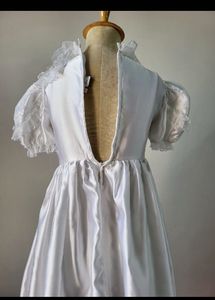 White Satin Dress with Lace Details