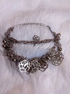 Fancy Silver Double Layered Bracelet