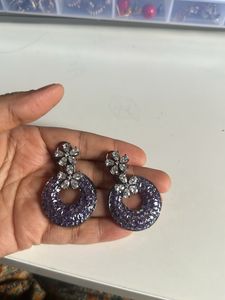 Floral Drop Earrings with glass finish