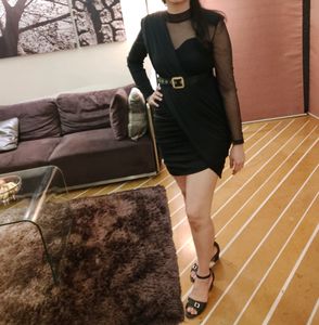 Very Elegant Black Drape Party Dress