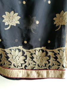 Black Golden Embroidered Saree With Blouse