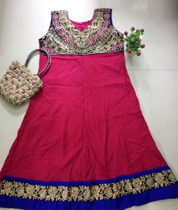 Pink Anarkali Top.🍒🌸