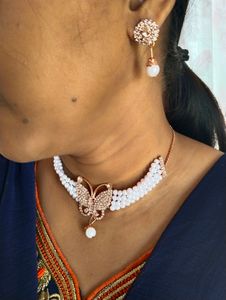 Pearl Butterfly Chokker Set