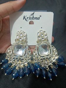 Diamond And Blue Stone Earrings