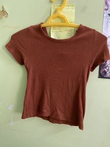 Ribbed Brown Tee