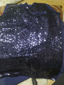 Sequined Navy Tank Top