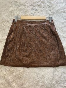 Brown Animal Print Mini Skirt