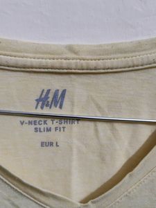 H&amp;M V-neck  Pastel Yellow T-shirt