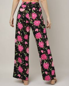 M&S Linen Floral Print Wide Leg Trousers | M size