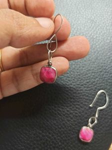 92.5 | Silver Ruby Drop Earrings - Fabindia
