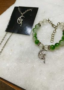 combo: beaded necklace, chain and bracelet