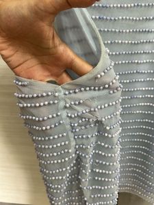 Blue Embellished Party Top