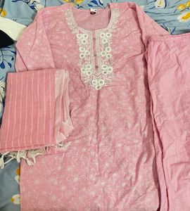 Pink Embroidered Kurta Set