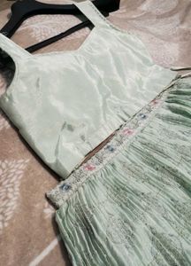 🆕🆕 FULLY STITCHED PASTEL GREEN AESTHETIC LEHENGA