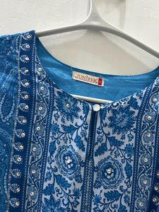 Blue Paisley Print Maxi Dress