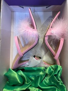 Pink Pointed Fur Toe Heels