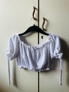 White Bardot Crop Top🦢