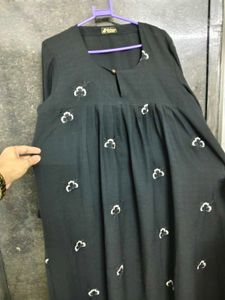 Black Embroidered short abaya..