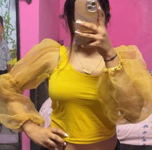 Yellow Puff Sleeve Top
