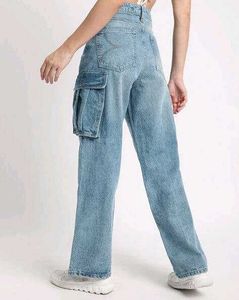 Bene Kleed Light Wash Cargo Jeans, 30 Size