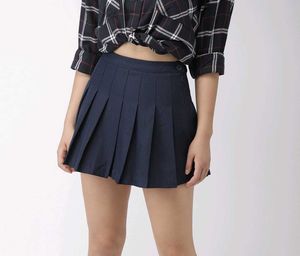 Navy Blue Flared Mini Skirt - Korean