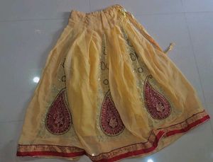 Red and cream lehanga for kids