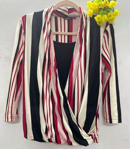 Formal Coat Type Striped Top