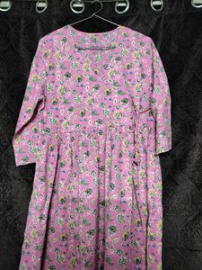 Floral Print Pink Kurta/Dress