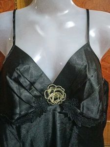 Black Satin Night Slip