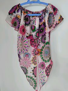 Off-shoulder Multicolor Crop Top