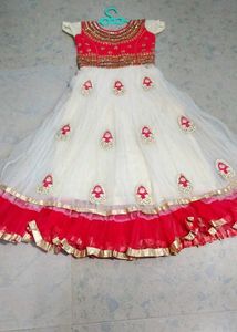 Red & White Embroidered Dress