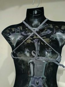 Imported Sparkly Black Halter Bikini Top