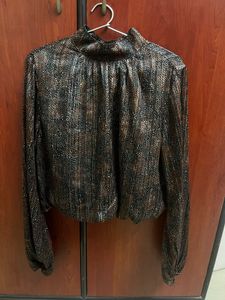Stylish Metallic Mock Neck Top