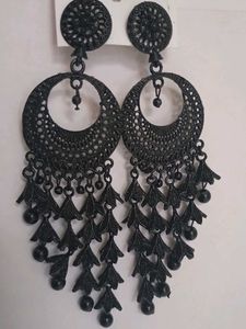 Statement Black Oxidised Earrings