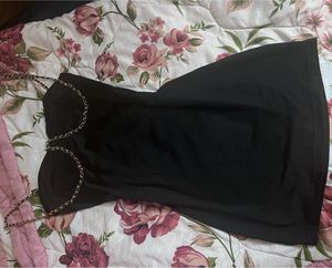Newme Little Black Dress with Chain Detail