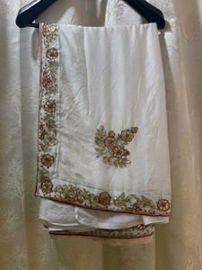 Gota Patti White Saree