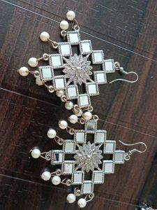 Oxidized Silver Earring Set