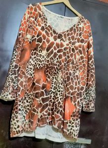 Brown 🟤 Printed Winter Top For 46 Bust