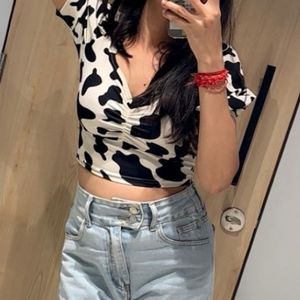 Cow Print Crop Top