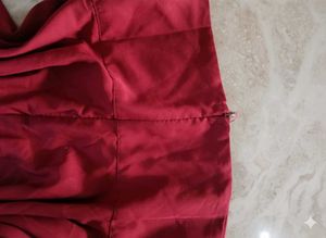 Maroon tie around High-Low Skirt