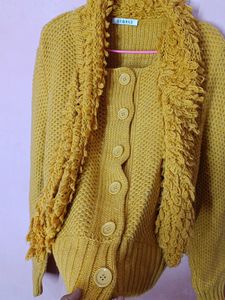Retro Mustard Yellow Knit Cardigan