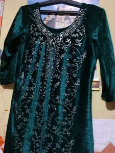Emerald Green velvet Kurta