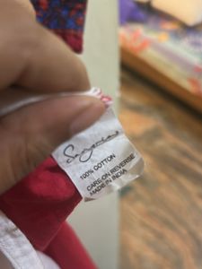 Red &amp; White Printed Tunic In Size M