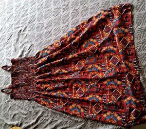 Boho Print Smocked Dress